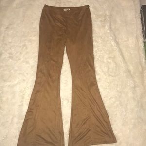 Tan suede bell bottoms